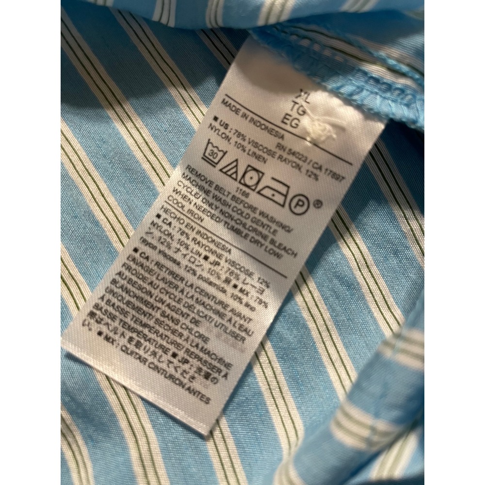 NWT Banana Republic Factory Midi Shirt Dress Size XL Blue White Sash Pockets - Picture 13 of 13